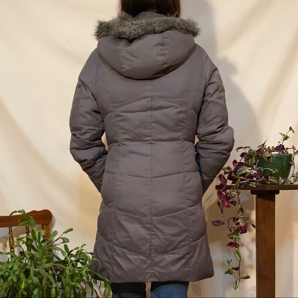 Gap, Long Puffer Coat with Feux Fur Hood - Picture 3 of 6